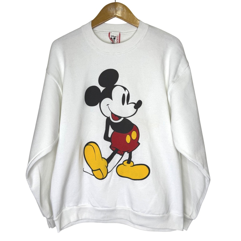 Vintage Disney Mickey Mouse Sweatshirt White Large Made‎ in USA
